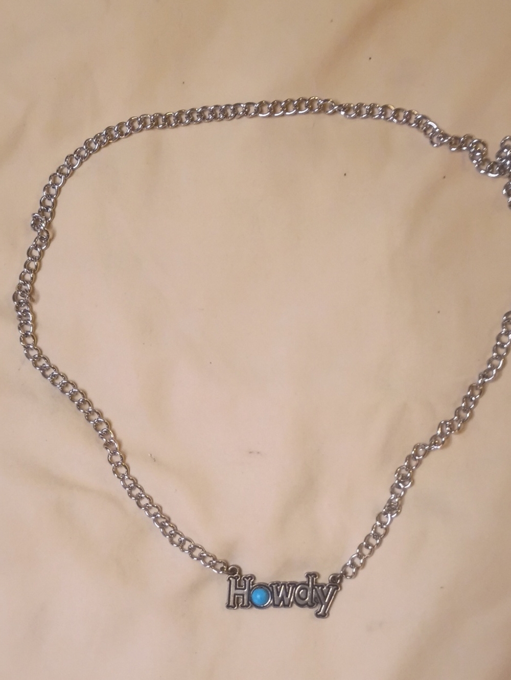Howdy Silver-Tone Necklace with Blue Accent - Women Jewelry